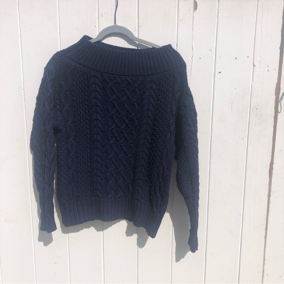 Self-Portrait Sweaters - Self-Portrait Cable Knit Chunky Navy Blue Sweater Small